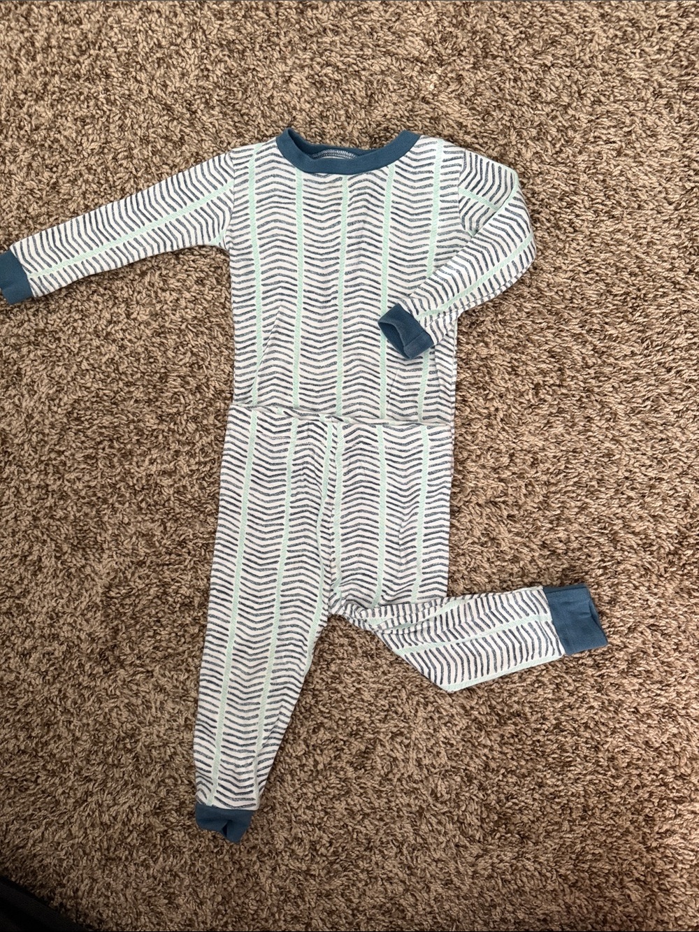 Burt's Bees Cream and Blue Striped 2-piece pajamas